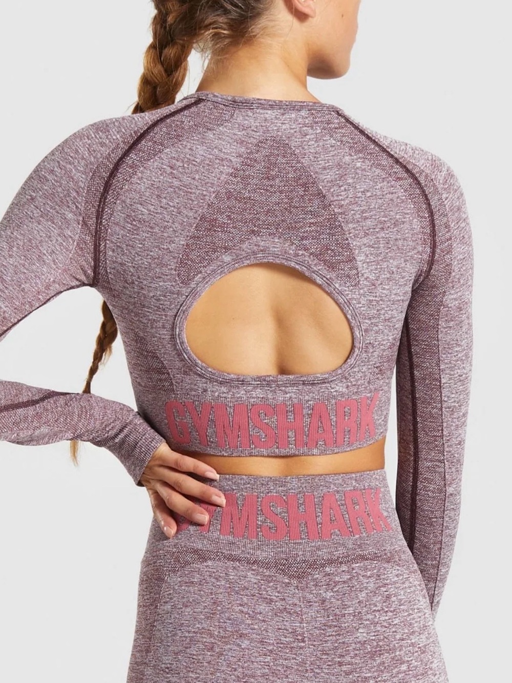 Gymshark maroon marl seamless long-sleeve crop top xsmall  Workout Active